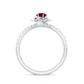 Anillo de compromiso de flor de rubí natural de 0,6 quilates con diamante