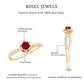 Anillo de compromiso de flor de rubí natural de 0,6 quilates con diamante