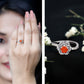 0.45 Carat Fire Opal Flower Engagement Ring with Diamond