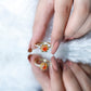 0.45 Carat Fire Opal Flower Engagement Ring with Diamond