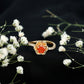 0.45 Carat Fire Opal Flower Engagement Ring with Diamond