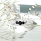 Natural 1.5 Carat Black Spinel 3 Stone Engagement Ring for Women