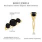 Natural 1.5 Carat Black Spinel 3 Stone Engagement Ring for Women
