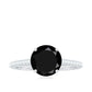 Round Cut Black Onyx Engagement Ring with Diamond Side Stones