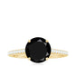 Round Cut Black Onyx Engagement Ring with Diamond Side Stones