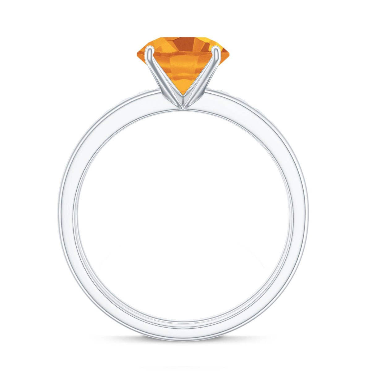 Juego de anillos de boda para novia de citrino natural con diamantes