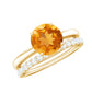 Juego de anillos de boda para novia de citrino natural con diamantes