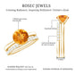 Juego de anillos de boda para novia de citrino natural con diamantes