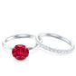 2.3 Carat Solitaire Created Ruby Wedding Ring Set with Diamond