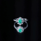 Vintage Style Emerald and Diamond Oval Engagement Ring