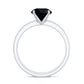 Anillos de compromiso solitario de ónix negro natural de 2 quilates con realzador de diamantes