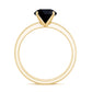 Anillos de compromiso solitario de ónix negro natural de 2 quilates con realzador de diamantes