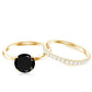 Anillos de compromiso solitario de ónix negro natural de 2 quilates con realzador de diamantes