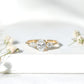 Oval and Pear Cut Moissanite Three Stone Engagement Ring