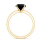 Natural Black Spinel Wedding Engagement Ring Set with Diamond