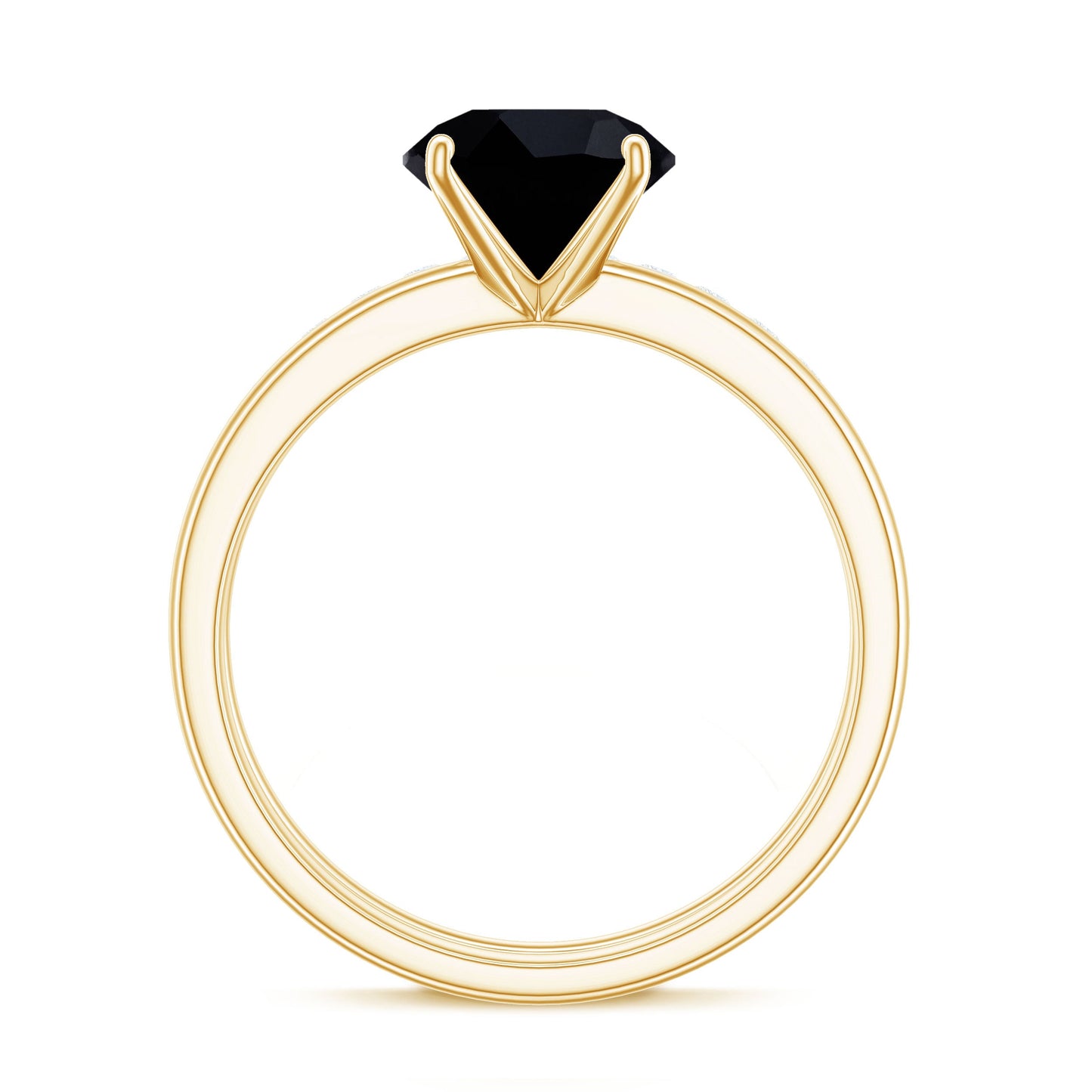 Natural Black Spinel Wedding Engagement Ring Set with Diamond