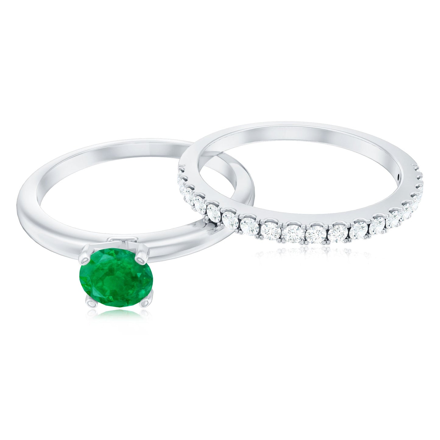 Anillo de compromiso solitario de esmeralda auténtica certificada con realzador de diamantes