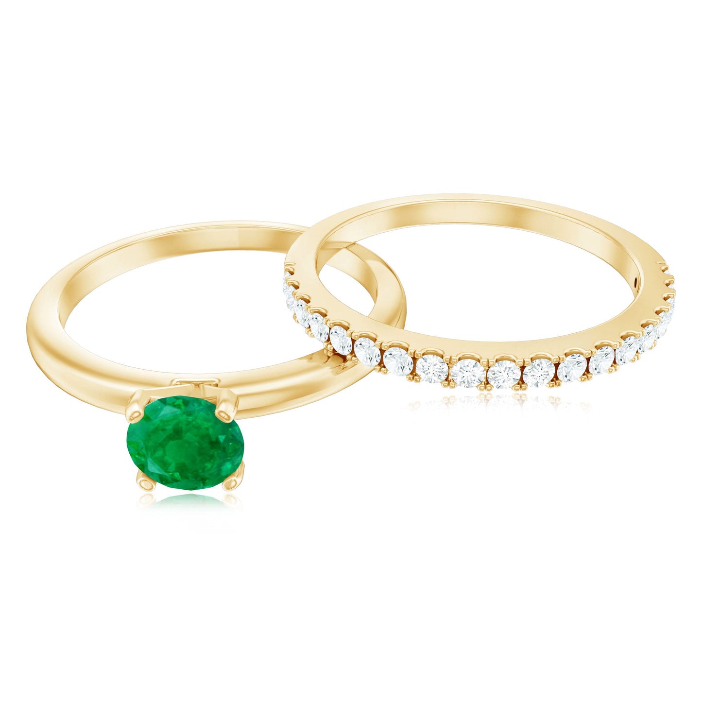 Anillo de compromiso solitario de esmeralda auténtica certificada con realzador de diamantes