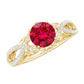 Anillo de compromiso clásico de rubí y diamantes con diamante en forma de cruz