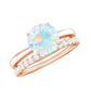 Natural 2 Carat Ethiopian Opal Diamond Solitaire Engagement Wedding Ring Set