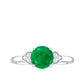 Anillo de compromiso de esmeralda solitario natural con trío de diamantes