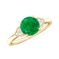 Anillo de compromiso de esmeralda solitario natural con trío de diamantes