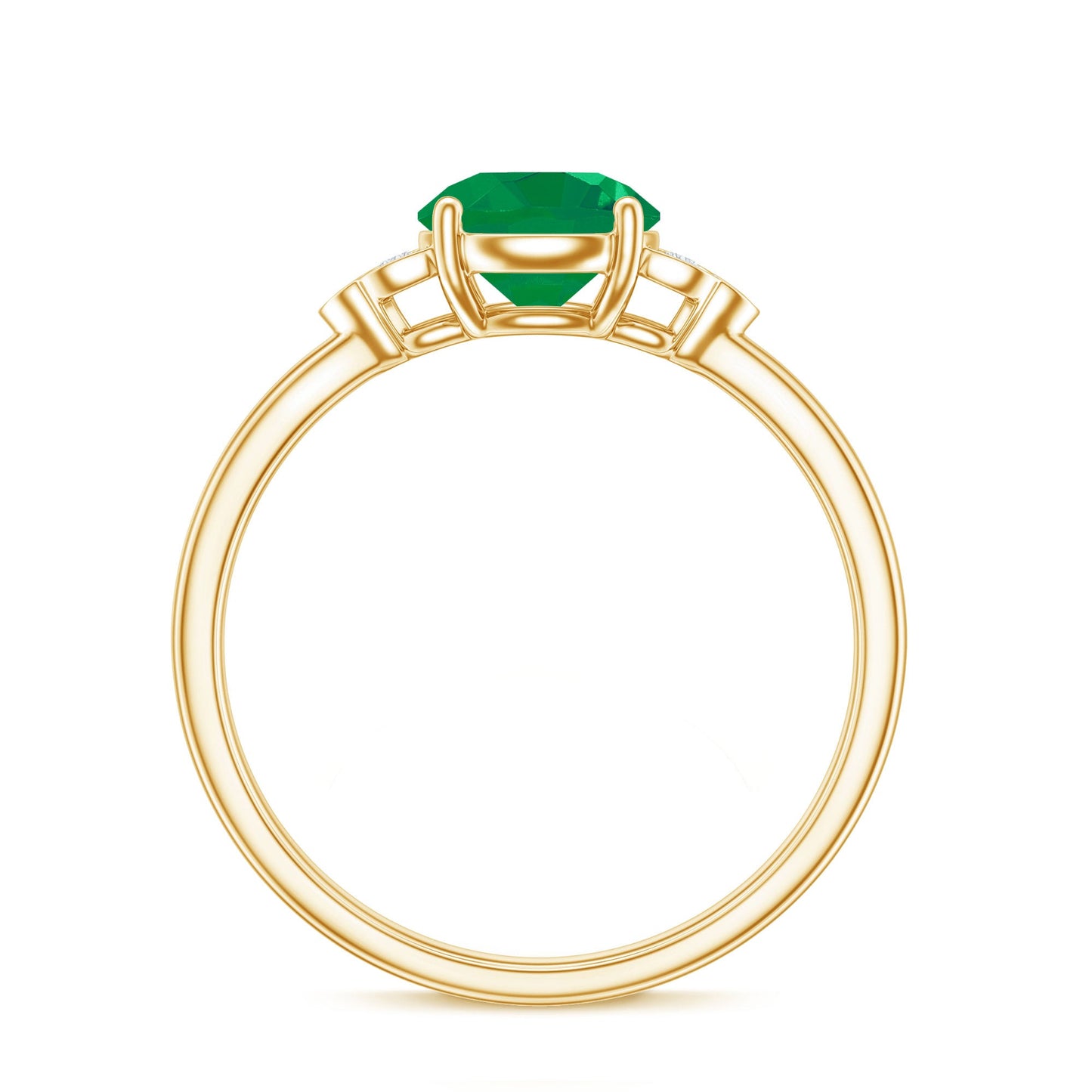 Anillo de compromiso de esmeralda solitario natural con trío de diamantes