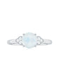 0.8 Carat Moonstone Solitaire Engagement Ring with Diamond Trio