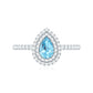 Classic Aquamarine and Diamond Teardrop Engagement Ring with Double Halo