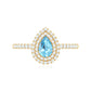 Classic Aquamarine and Diamond Teardrop Engagement Ring with Double Halo