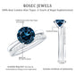 Anillo de compromiso solitario con topacio azul de Londres redondo de 2 quilates con banda de diamantes