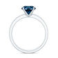 Anillo de compromiso solitario con topacio azul de Londres redondo de 2 quilates con banda de diamantes