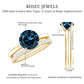 Anillo de compromiso solitario con topacio azul de Londres redondo de 2 quilates con banda de diamantes