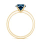 Anillo de compromiso solitario con topacio azul de Londres redondo de 2 quilates con banda de diamantes