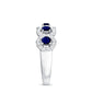 Classic Blue Sapphire Half Eternity Anniversary Ring with Diamond