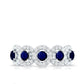 Classic Blue Sapphire Half Eternity Anniversary Ring with Diamond