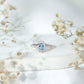 Anillo de compromiso vintage auténtico de aguamarina y diamante con certificado