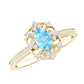 Anillo de compromiso vintage auténtico de aguamarina y diamante con certificado