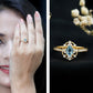 Anillo de compromiso vintage auténtico de aguamarina y diamante con certificado