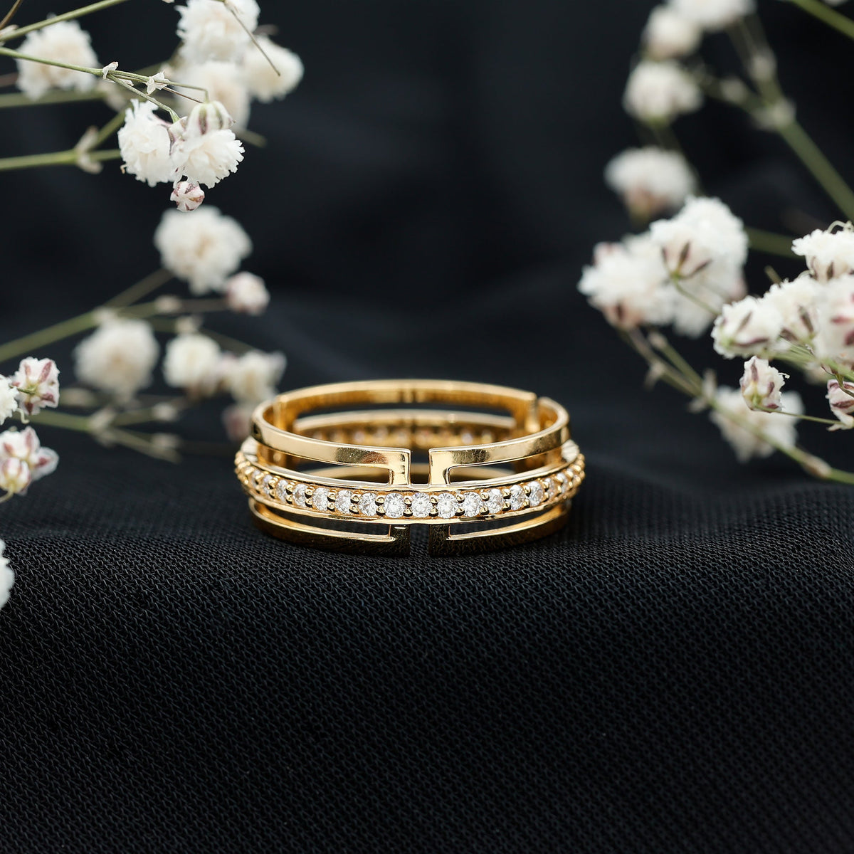 Moissanite Wedding Band in Pinpoint Setting