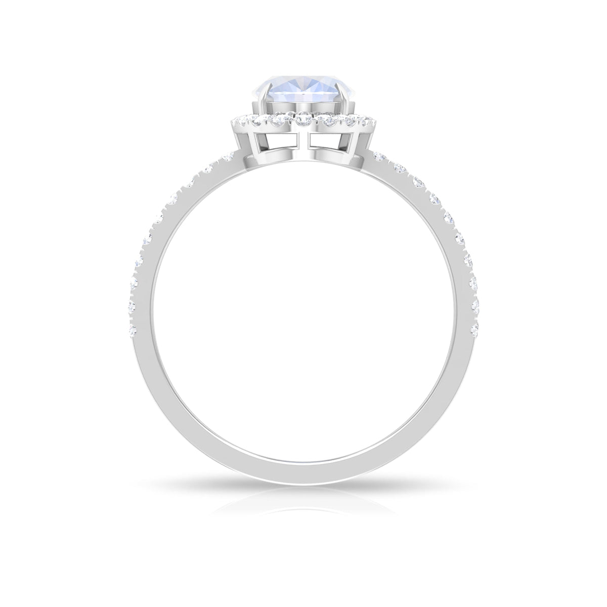 Oval Moonstone Engagement Ring with Diamond Halo
