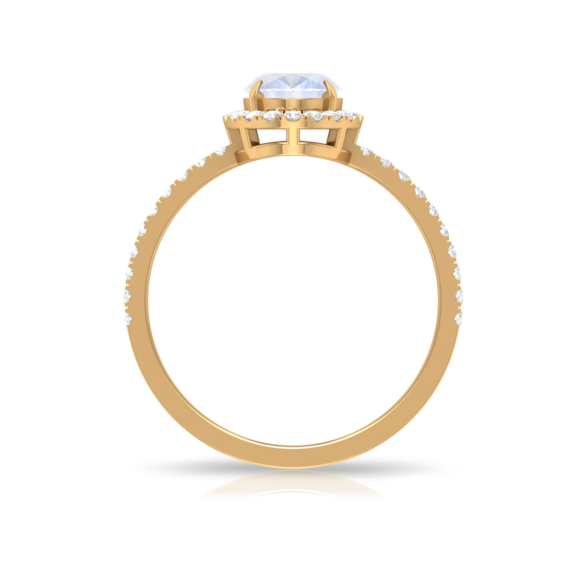 Oval Moonstone Engagement Ring with Diamond Halo