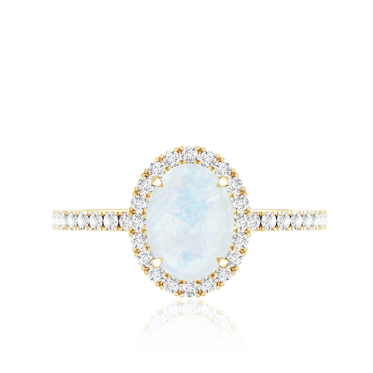 Oval Moonstone Engagement Ring with Diamond Halo
