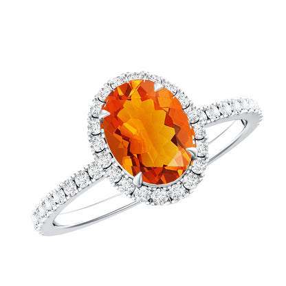 Anillo de compromiso de ópalo de fuego ovalado de 1 quilate con halo de diamantes