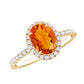 Anillo de compromiso de ópalo de fuego ovalado de 1 quilate con halo de diamantes