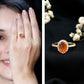 Anillo de compromiso de ópalo de fuego ovalado de 1 quilate con halo de diamantes