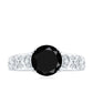 2 Carat Round Black Onyx Solitaire Antique Looking Engagement Ring with Diamond