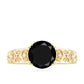 2 Carat Round Black Onyx Solitaire Antique Looking Engagement Ring with Diamond