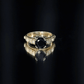 Anillo de compromiso inspirado en la naturaleza de diamantes blancos y negros cultivados en laboratorio de 2 quilates