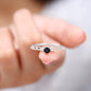 Natural Black Spinel Diamond Promise Ring with Certificate